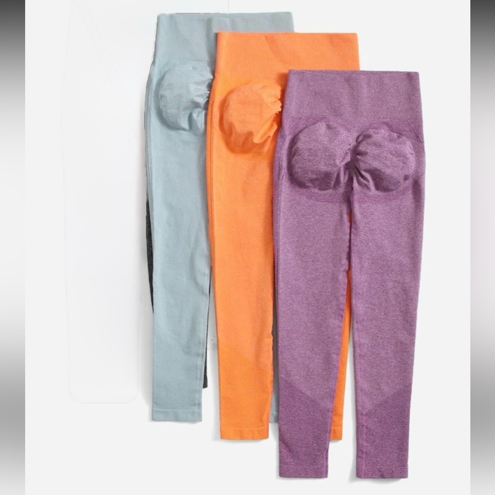 Booty Shaping Leggings Set - Purple, Orange, and Light Blue